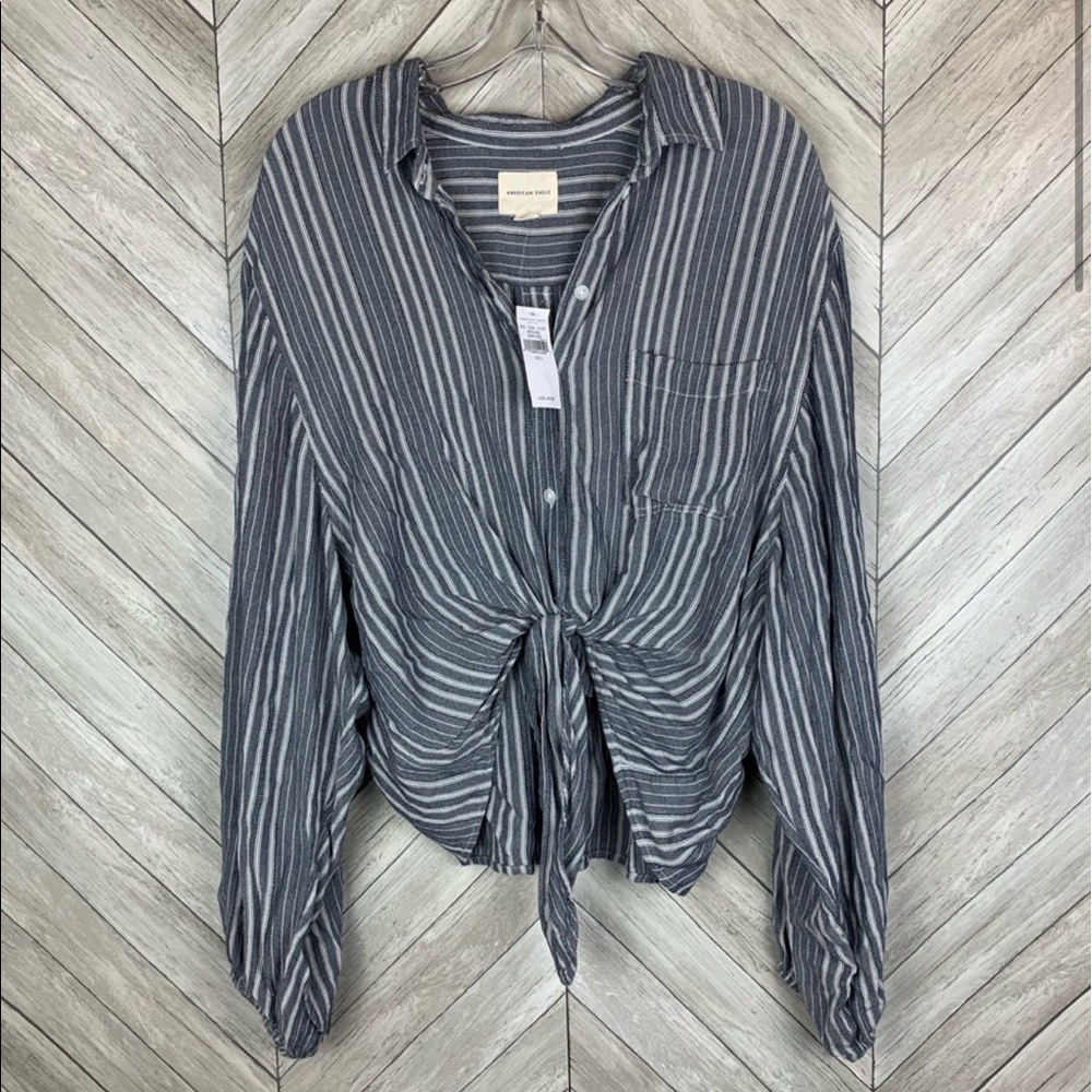 American Eagle Striped Front Tie Top